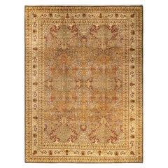 One-of-a-Kind Hand Made Traditional Mogul Brown Area Rug