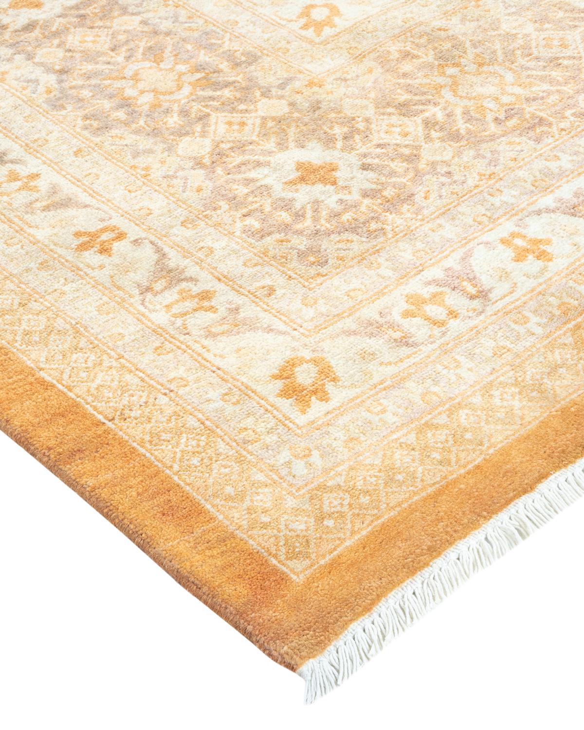 Laine Tapis traditionnel Mogul marron unique en son genre fabriqué à la main en vente