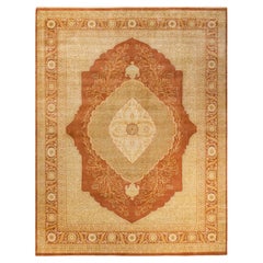 One-of-a-Kind Hand Made Traditional Mogul Brown Area Rug