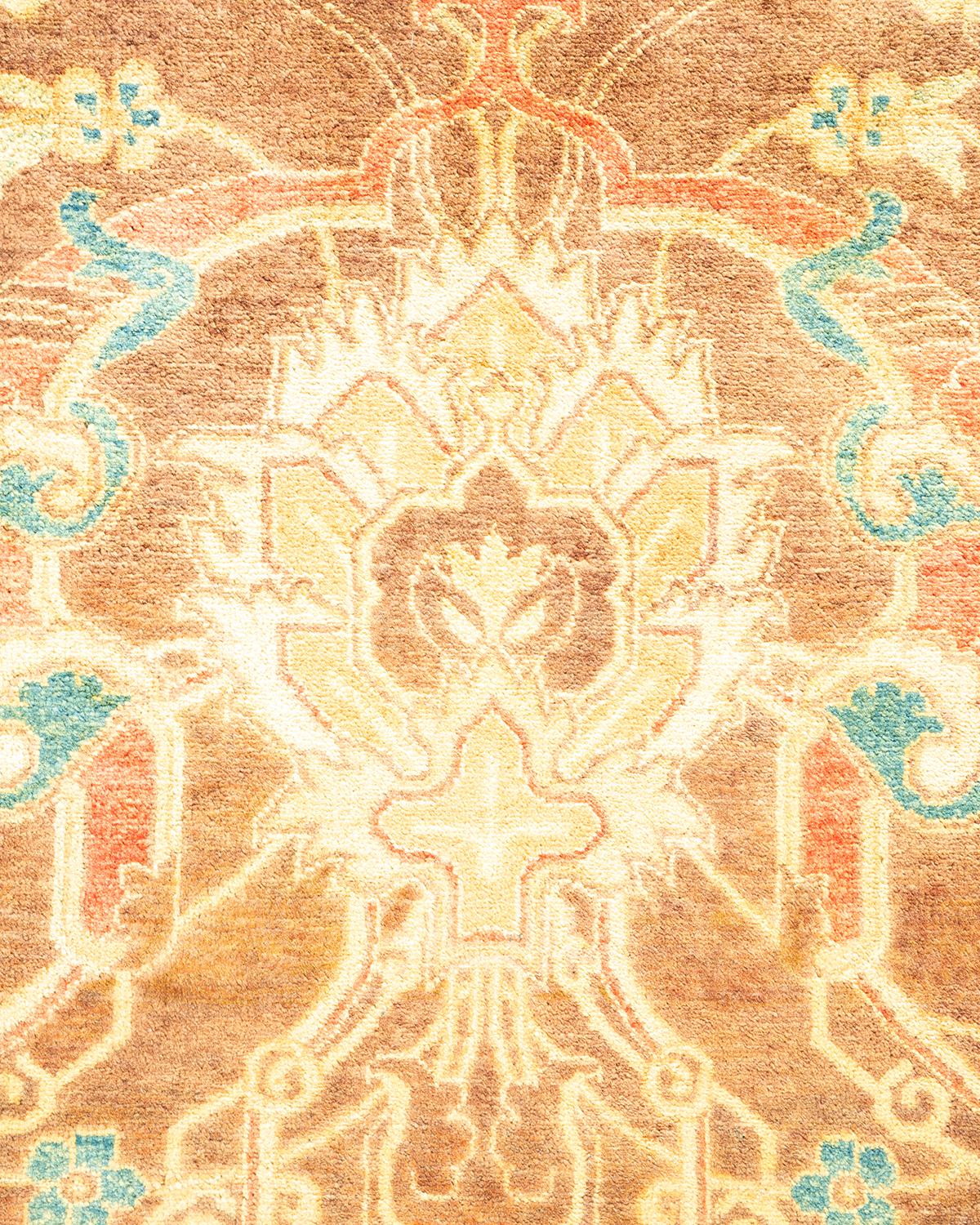 XXIe siècle et contemporain Tapis traditionnel Mogul marron unique en son genre fabriqué à la main en vente