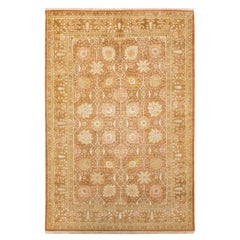 One-of-a-Kind Hand Made Traditional Mogul Brown Area Rug