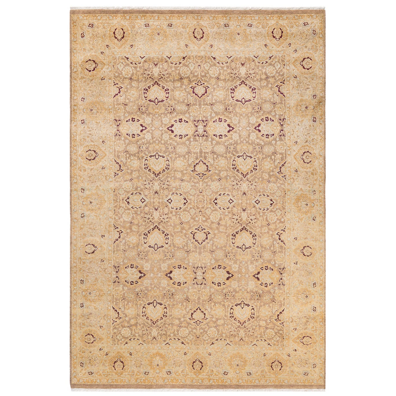 One-Of-A-Kind Hand Made Traditional Mogul Brown Area Rug For Sale