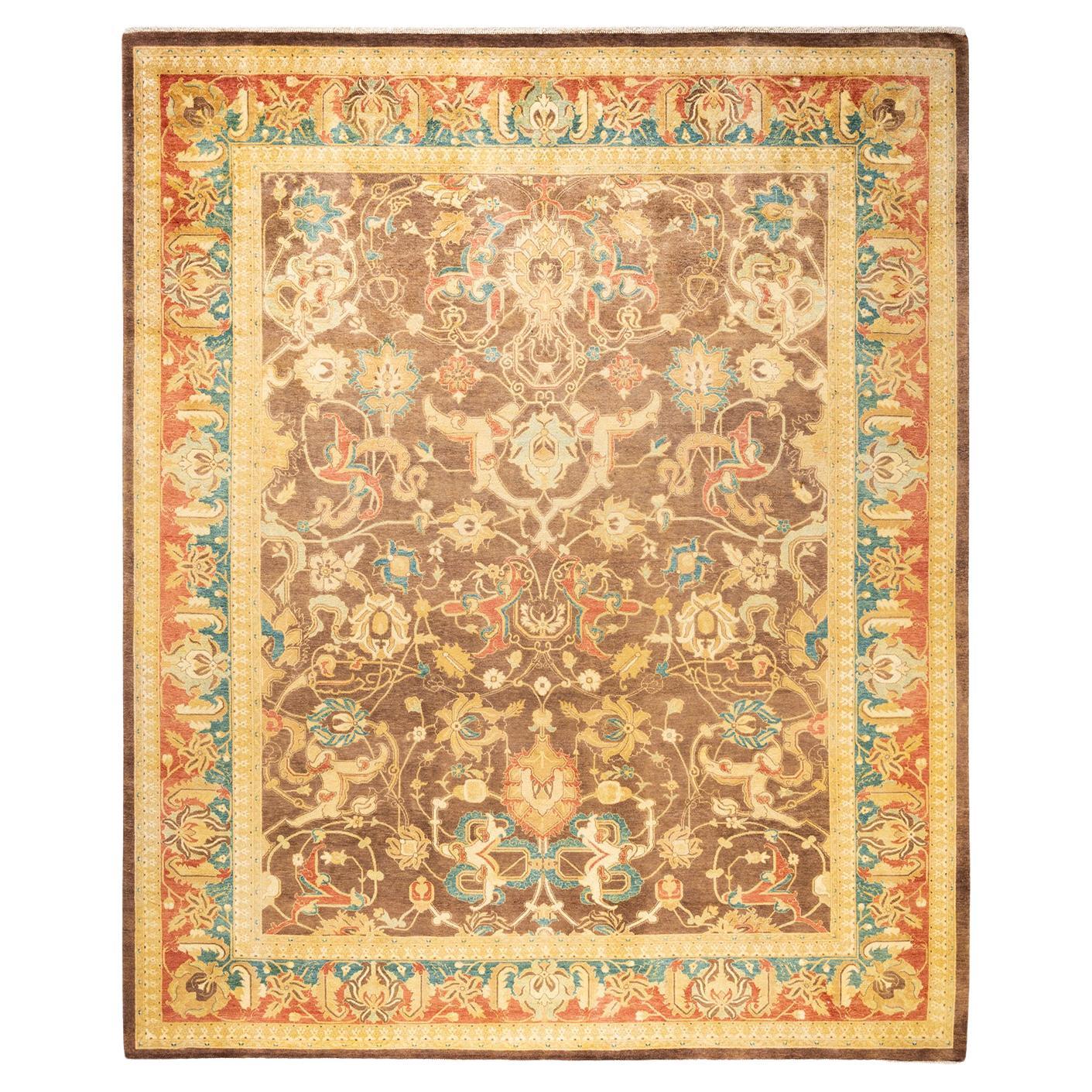 One-of-a-kind Hand Made Traditional Mogul Brown Area Rug