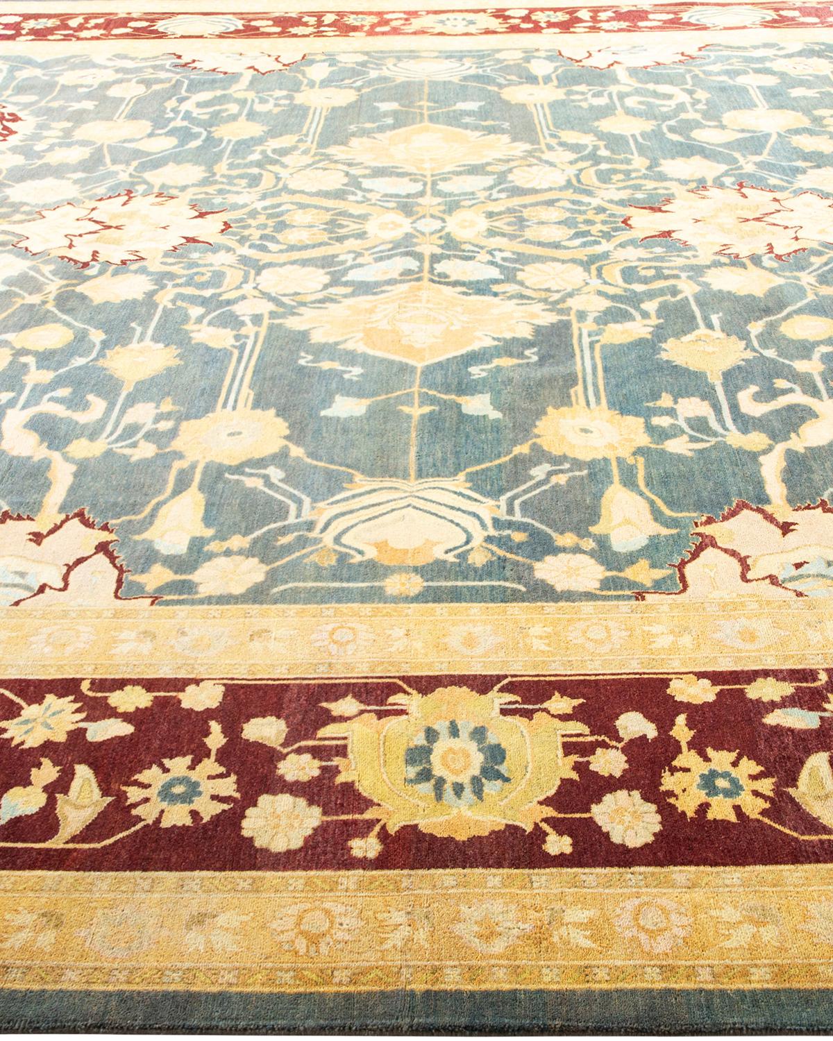 Noué à la main Tapis traditionnel Mogul gris unique en son genre fait à la main en vente
