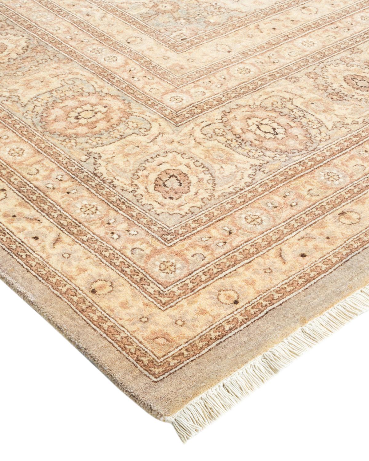 Laine Tapis traditionnel Mogul gris unique en son genre fait à la main en vente