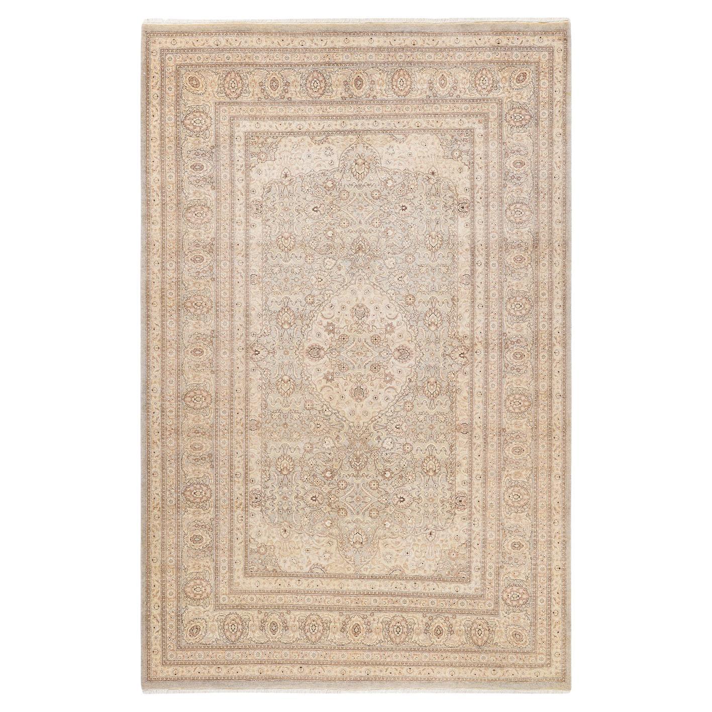 One-Of-A-Kind Hand Made Traditional Mogul Gray Area Rug