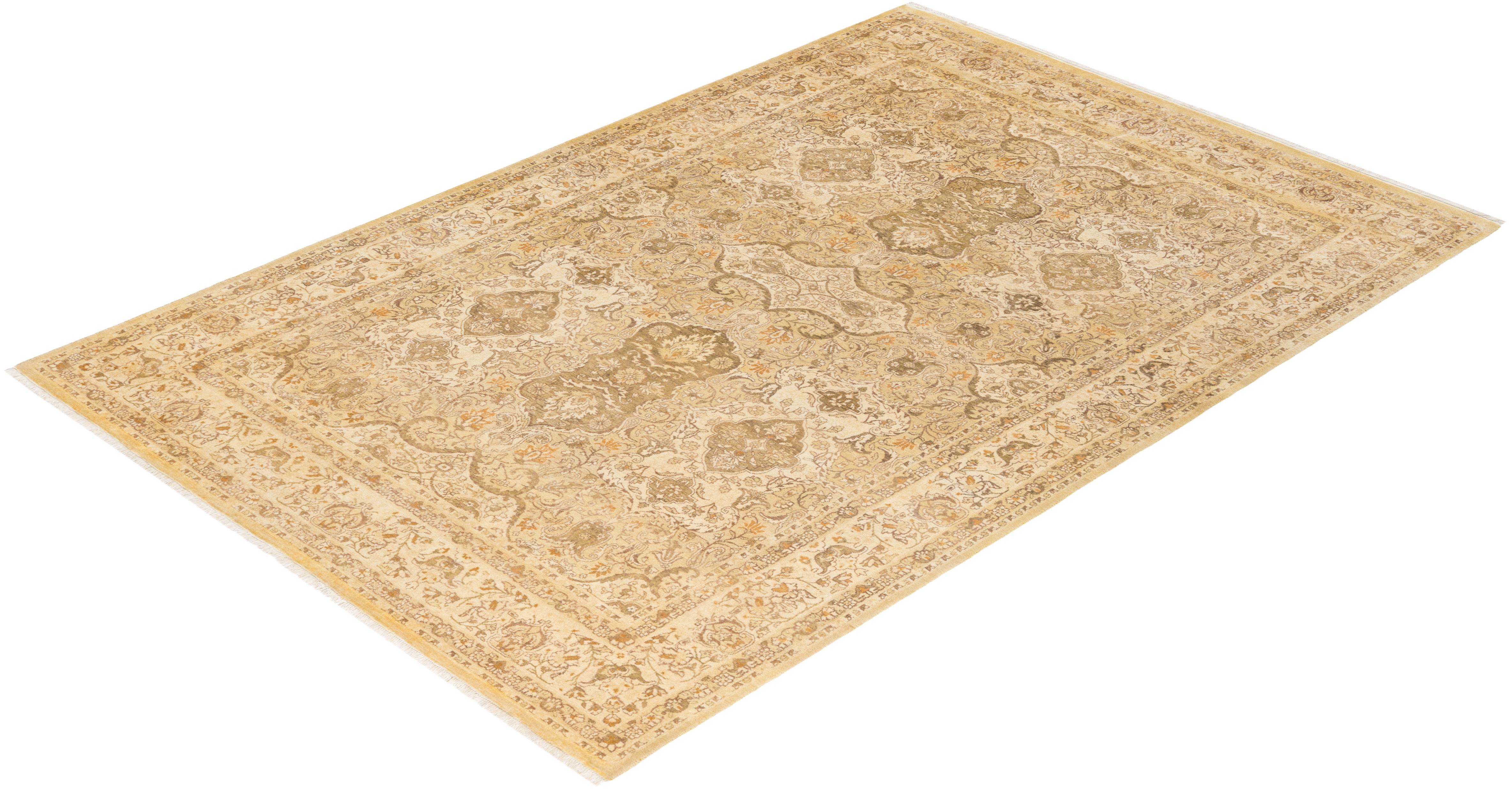 With understated palettes and allover designs, the rugs in the Mogul Collection will bring timeless sophistication to any room. Influenced by a spectrum of Turkish, Indian, and Persian designs, the artisans who handweave these wool rugs imbue