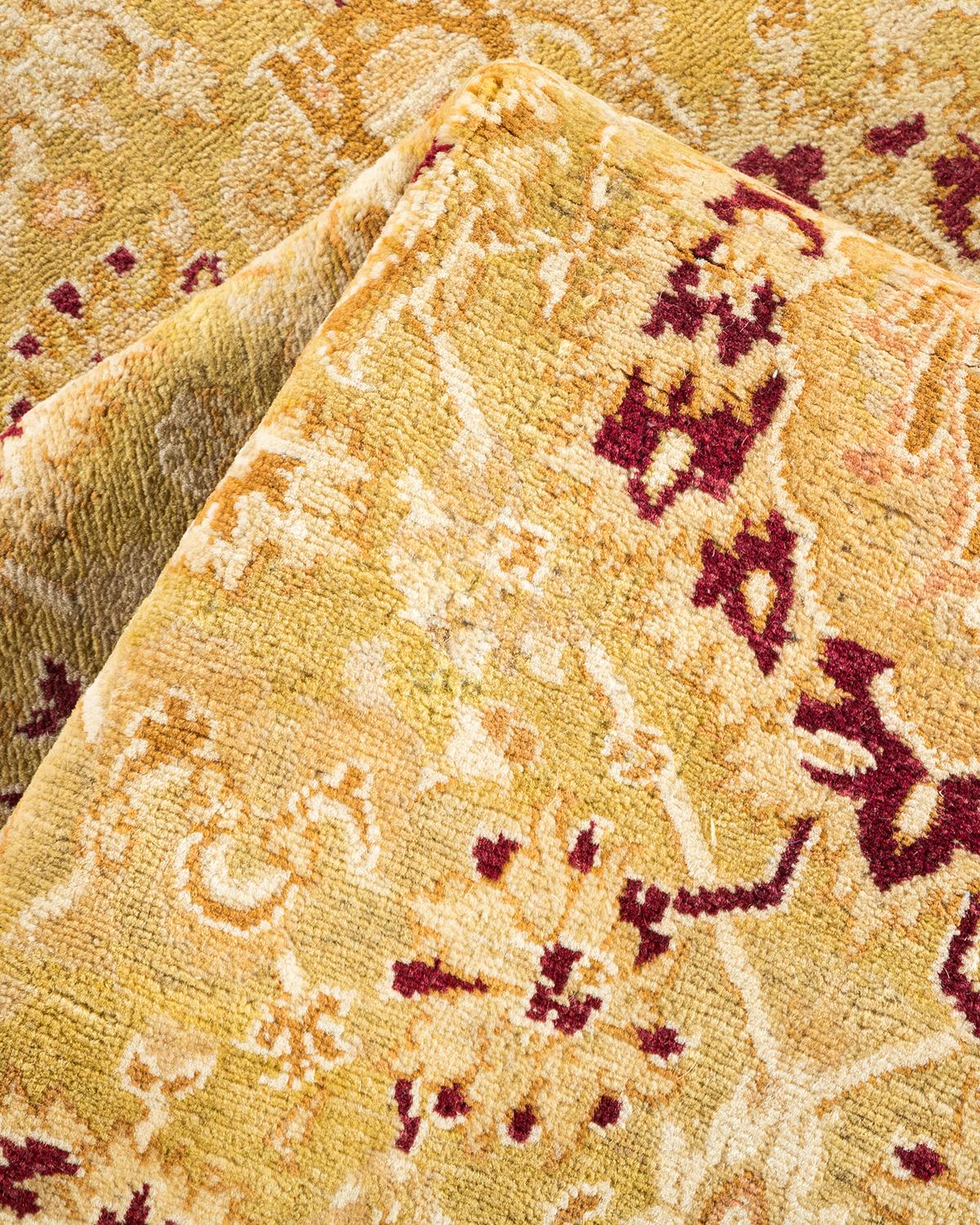 Other One-Of-A-Kind Hand Made Traditional Mogul Green Area Rug For Sale