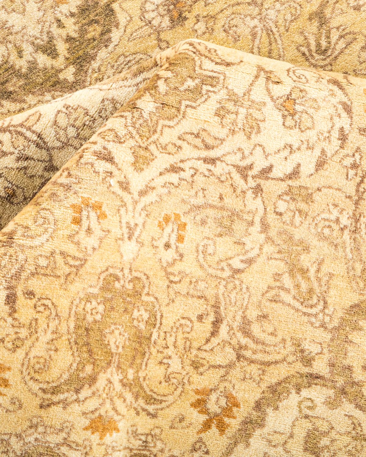 Other One-Of-A-Kind Hand Made Traditional Mogul Green Area Rug For Sale