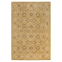 One-Of-A-Kind Hand Made Traditional Mogul Green Area Rug