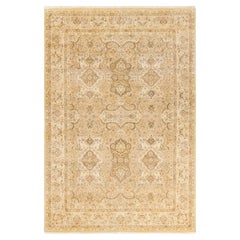 One-Of-A-Kind Hand Made Traditional Mogul Green Area Rug