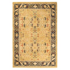 One-Of-A-Kind Hand Made Traditional Mogul Green Area Rug