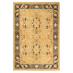 One-Of-A-Kind Hand Made Traditional Mogul Green Area Rug