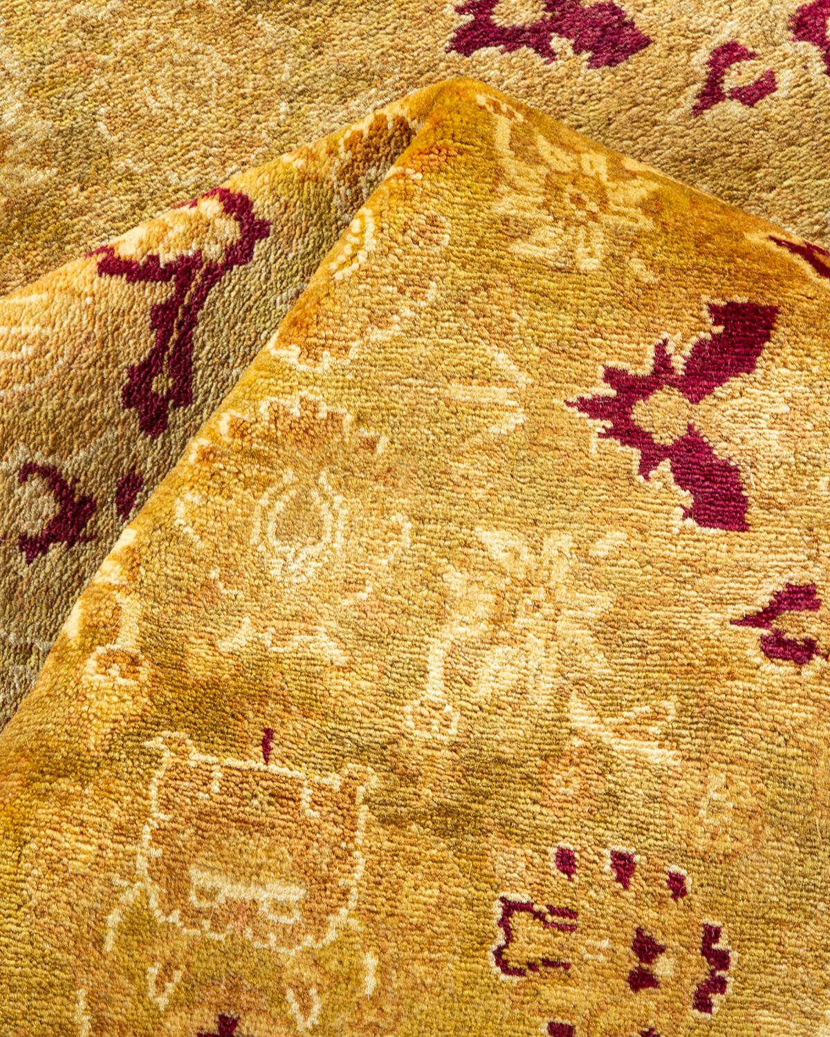 Autre Tapis traditionnel Mogul vert, unique en son genre, fabriqué à la main en vente