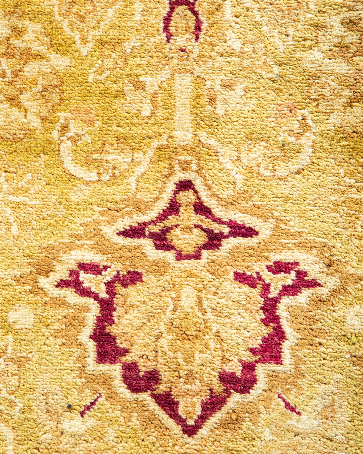 XXIe siècle et contemporain Tapis traditionnel Mogul vert, unique en son genre, fabriqué à la main en vente
