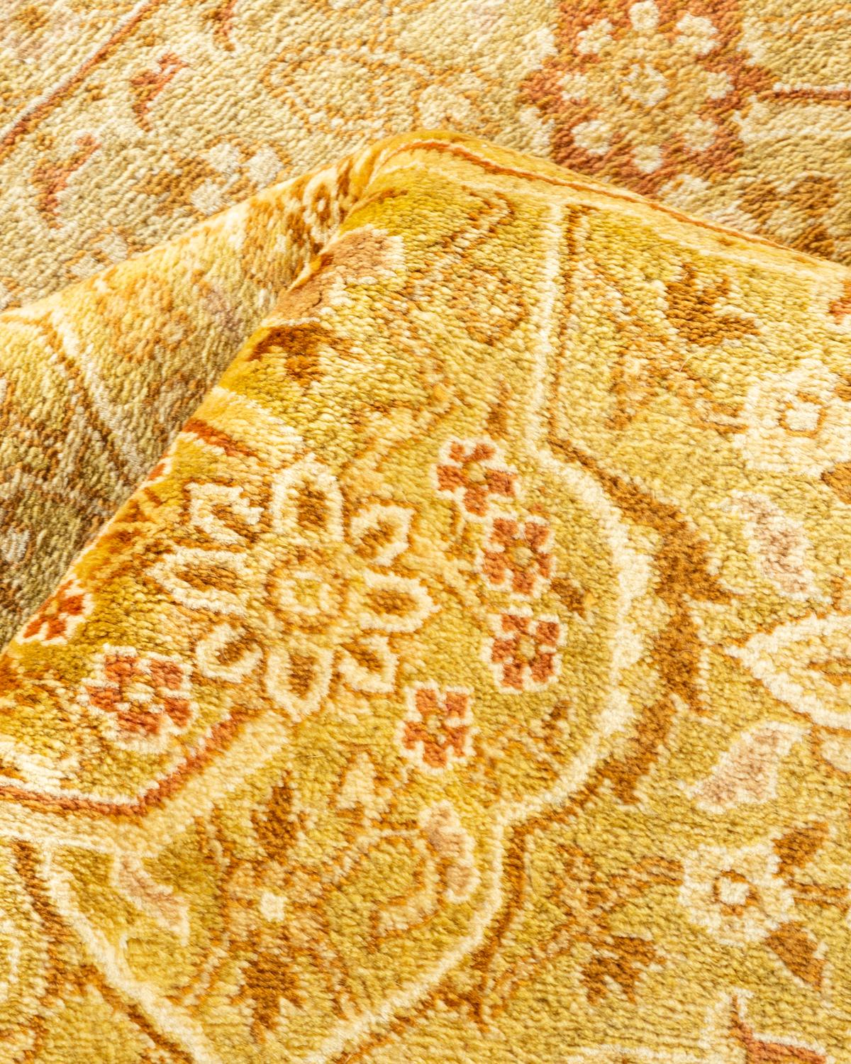 Autre Tapis traditionnel Mogul vert unique fait à la main, unique en son genre en vente
