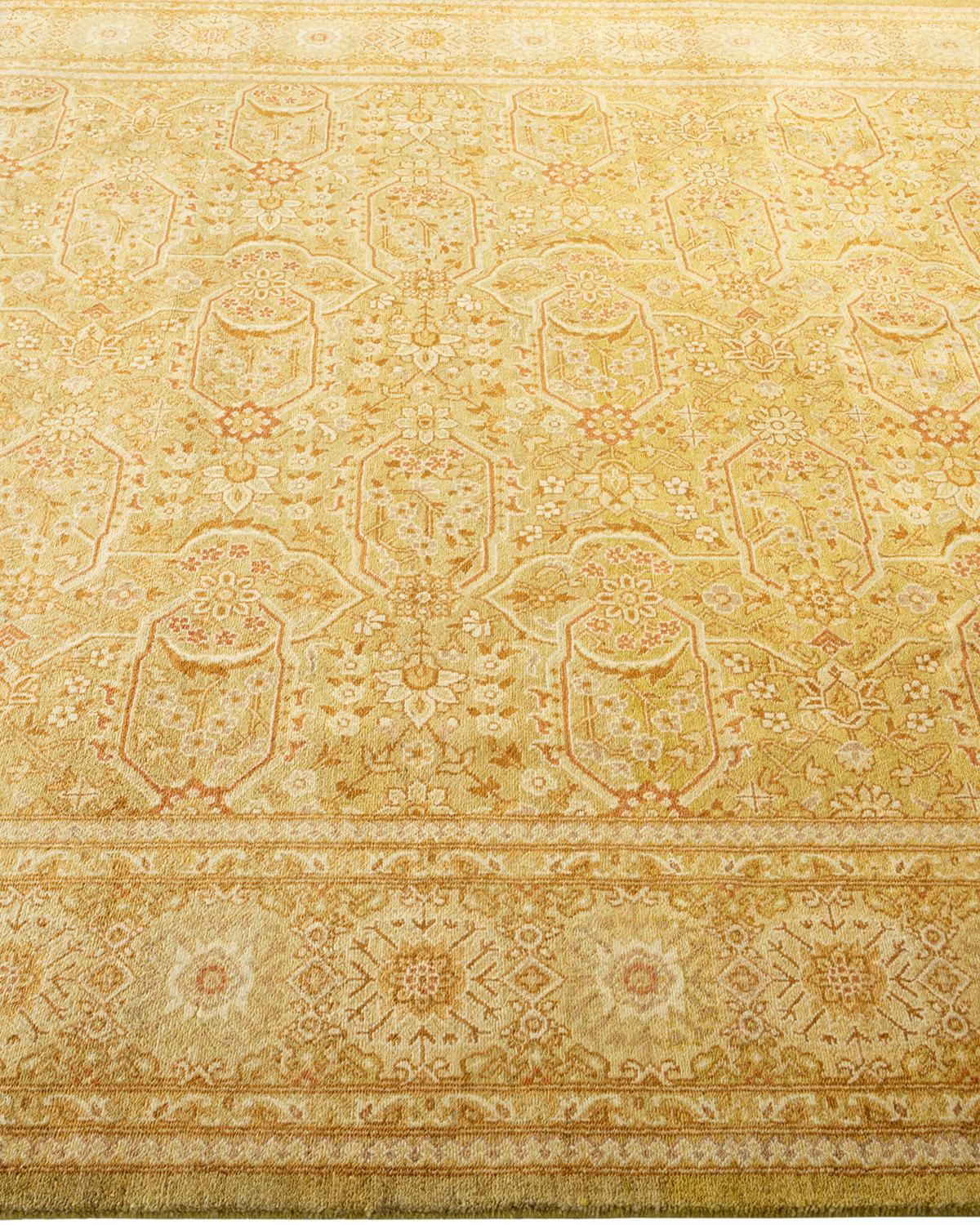 Tapis traditionnel Mogul vert unique fait à la main, unique en son genre Neuf - En vente à Norwalk, CT