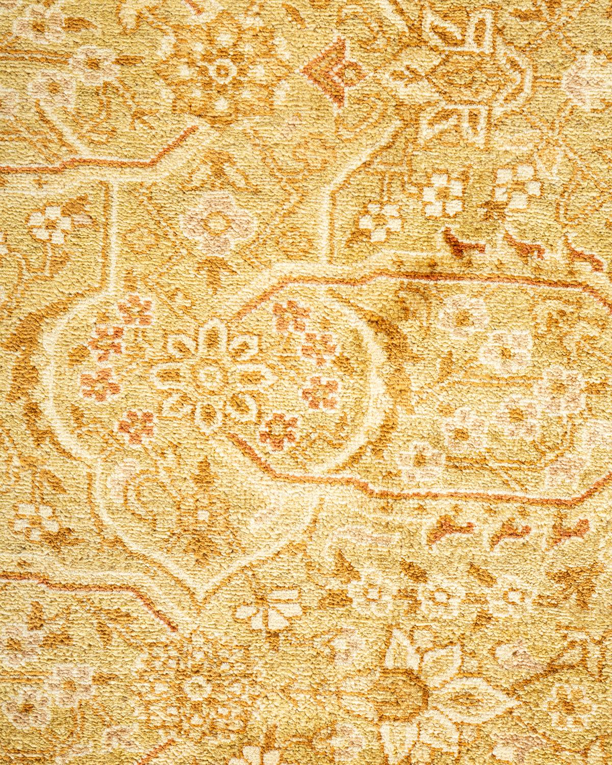 XXIe siècle et contemporain Tapis traditionnel Mogul vert unique fait à la main, unique en son genre en vente