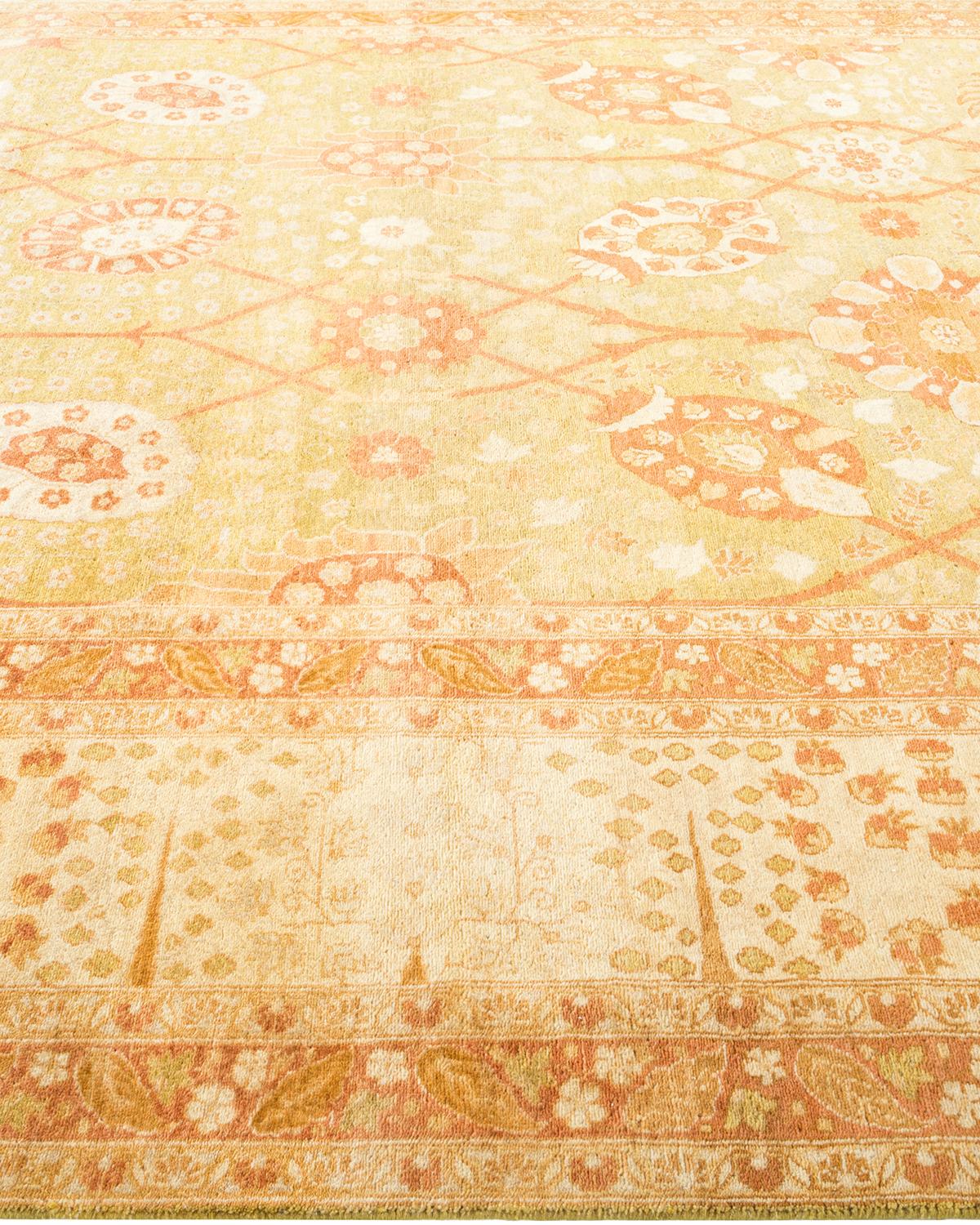 Tapis traditionnel Mogul vert, unique en son genre, fabriqué à la main Neuf - En vente à Norwalk, CT