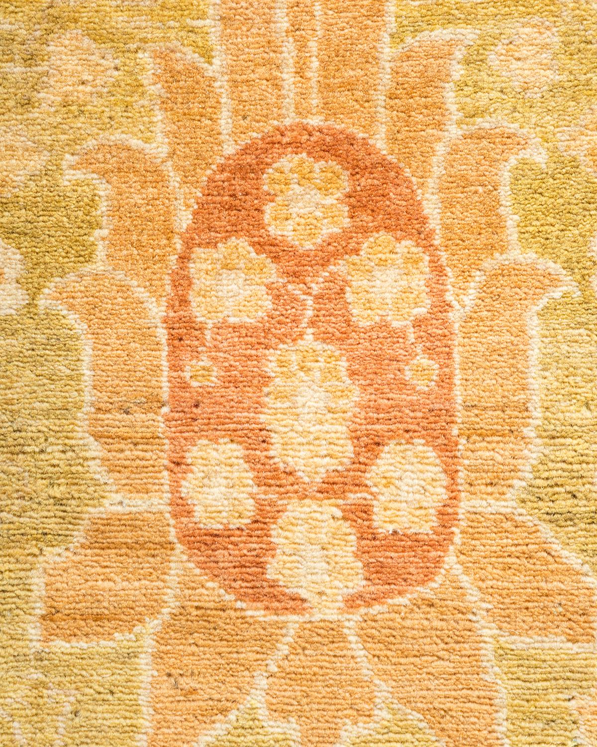 XXIe siècle et contemporain Tapis traditionnel Mogul vert, unique en son genre, fabriqué à la main en vente