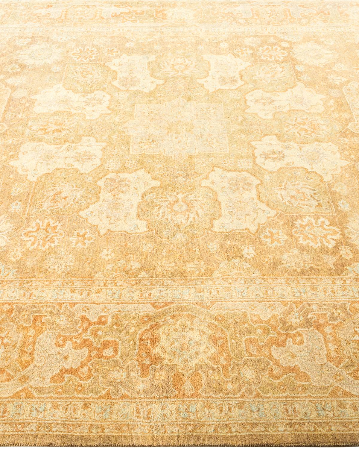 Alfombra tradicional verde Mogul, única en su género, Hand Made Otro en venta