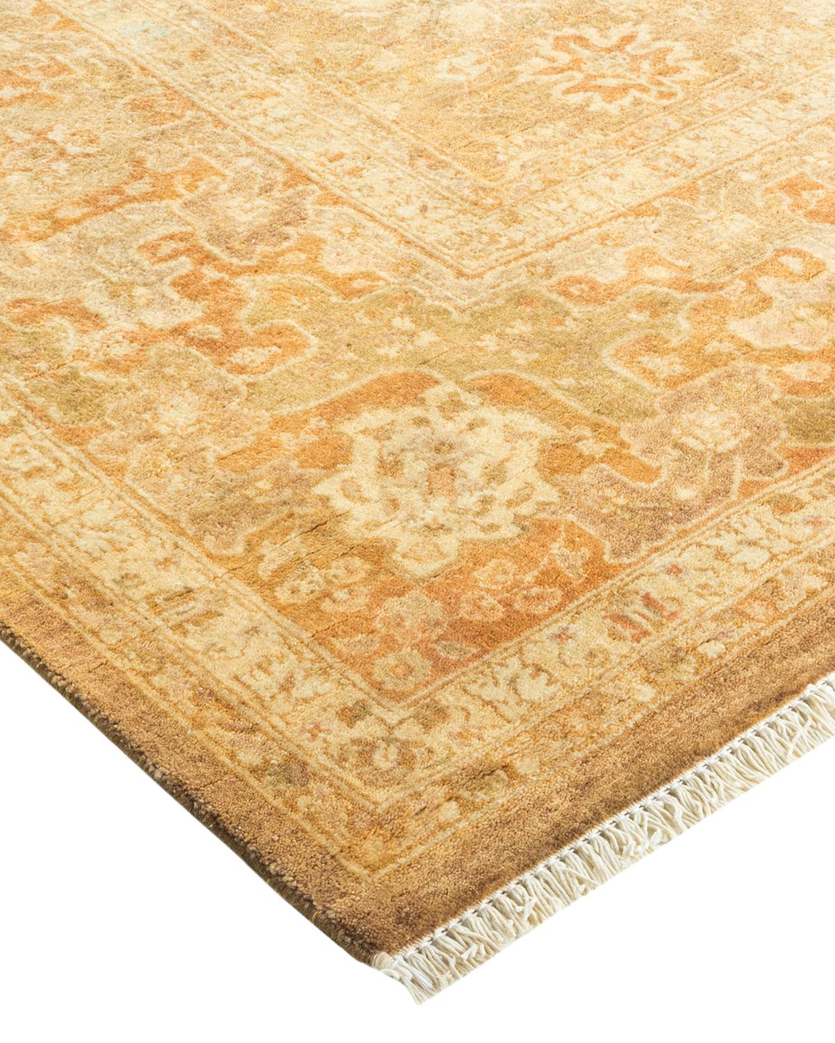 Alfombra tradicional verde Mogul, única en su género, Hand Made Anudado a mano en venta