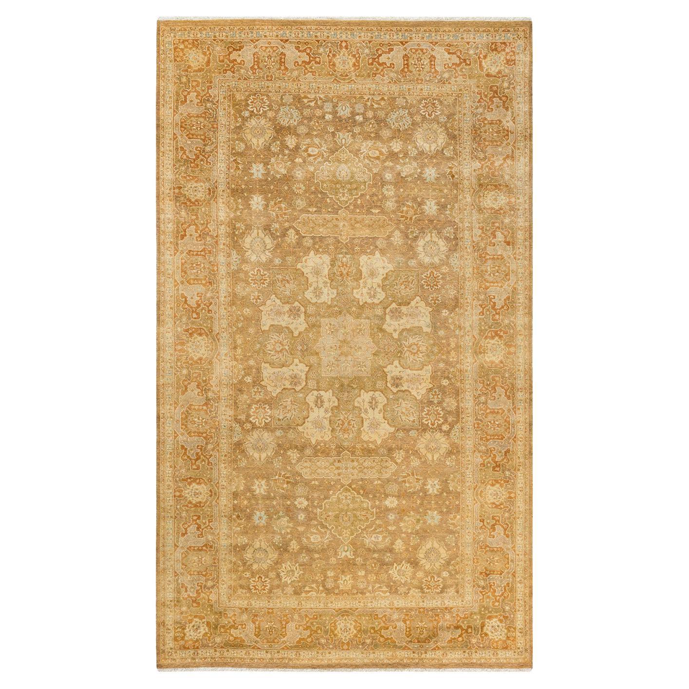 Tapis traditionnel vert moghol unique fait main, unique en son genre