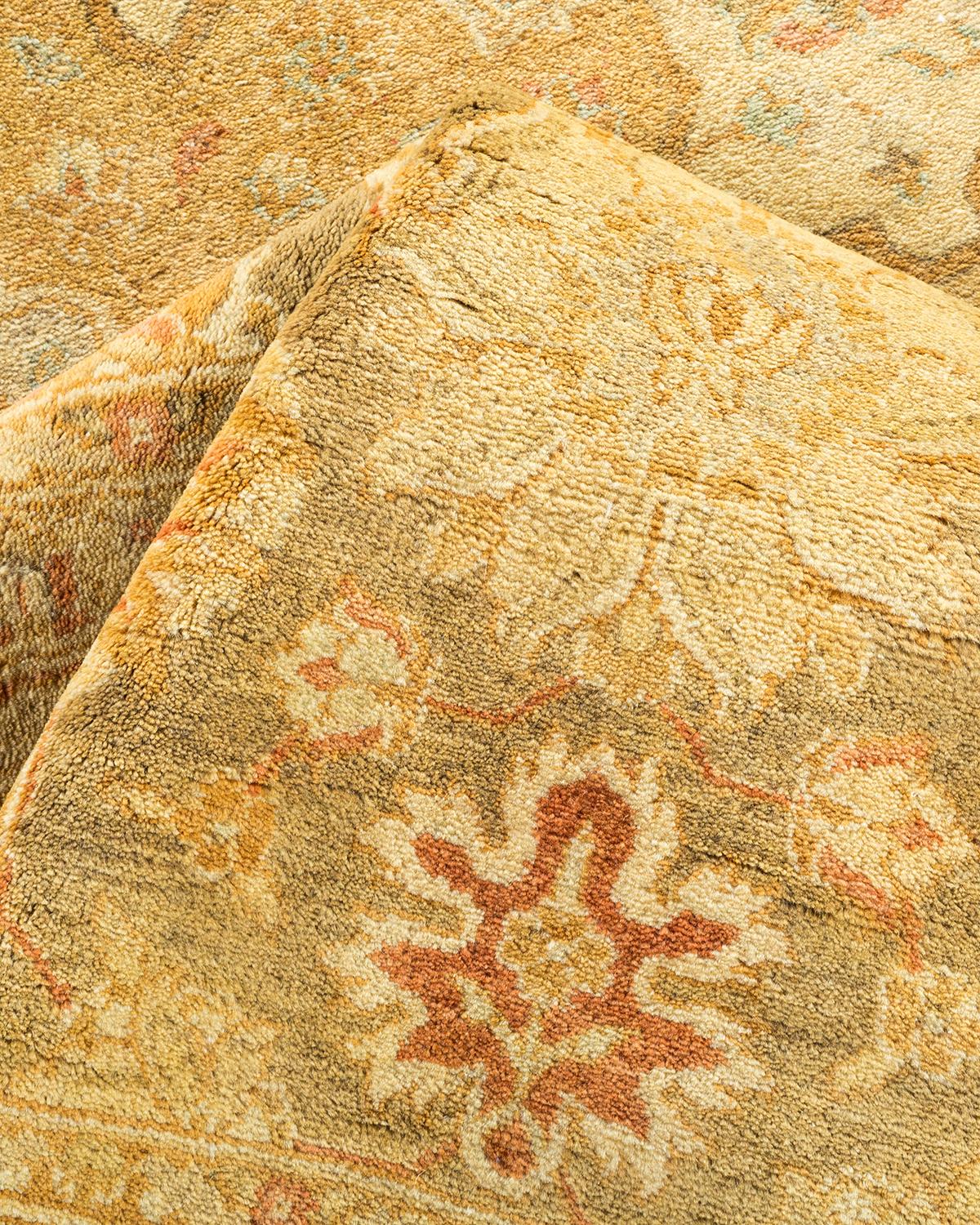 Other One-Of-A-Kind Hand Made Traditional Mogul Green Area Rug For Sale