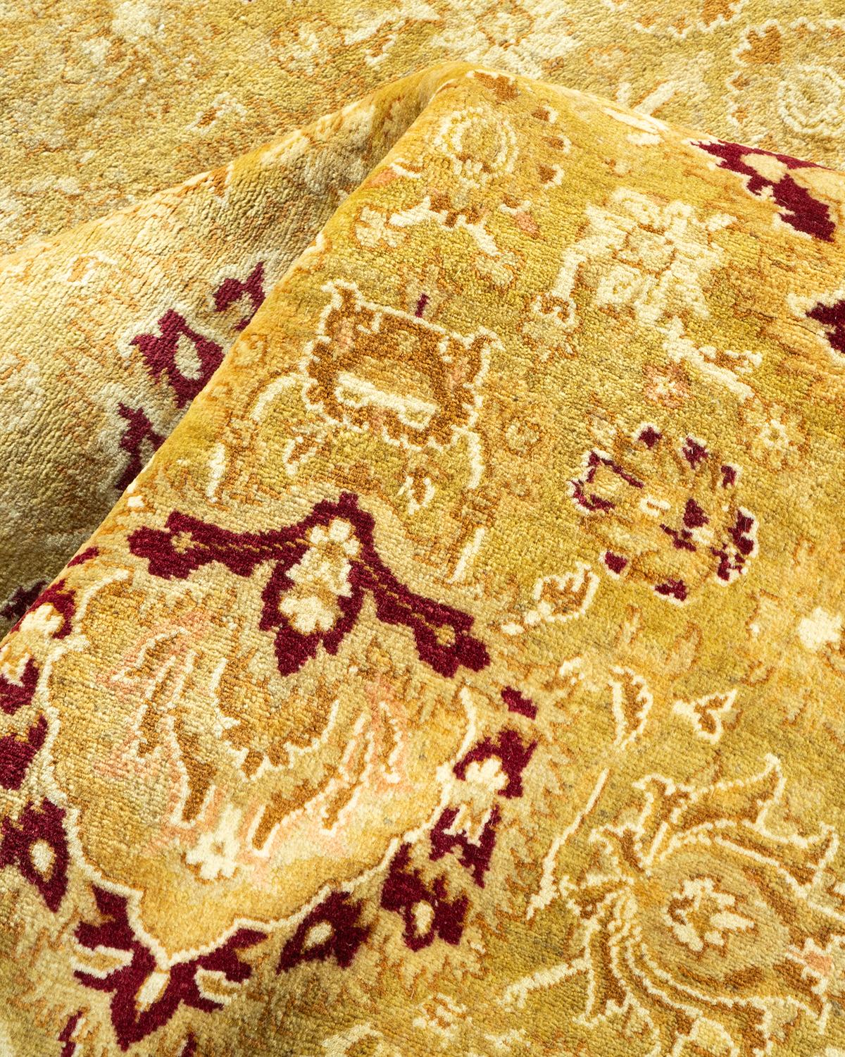 Autre Tapis traditionnel Mogul vert unique fait à la main, unique en son genre en vente