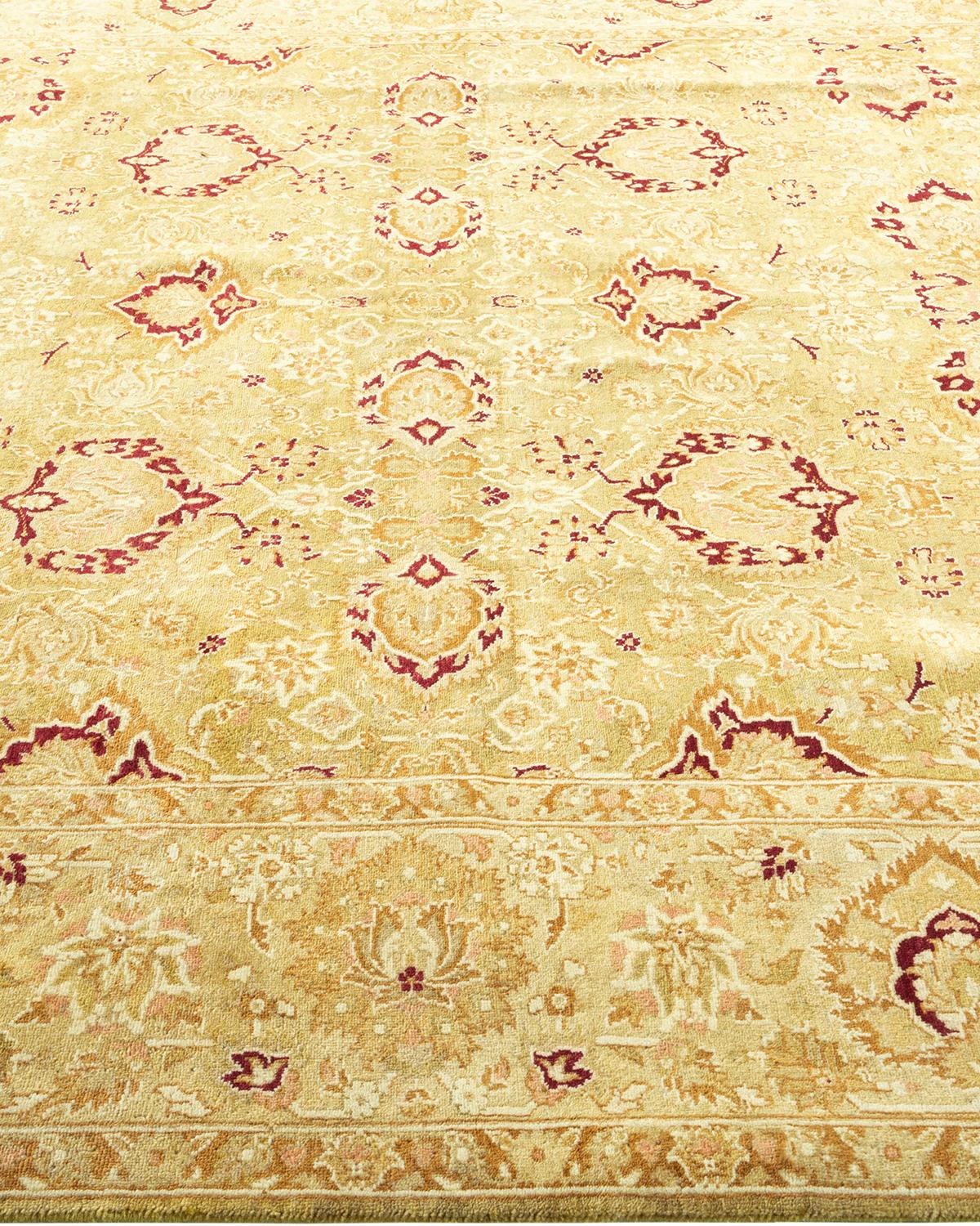 Tapis traditionnel Mogul vert unique fait à la main, unique en son genre Neuf - En vente à Norwalk, CT