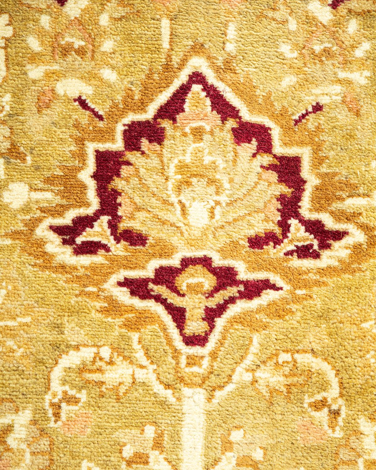 XXIe siècle et contemporain Tapis traditionnel Mogul vert unique fait à la main, unique en son genre en vente