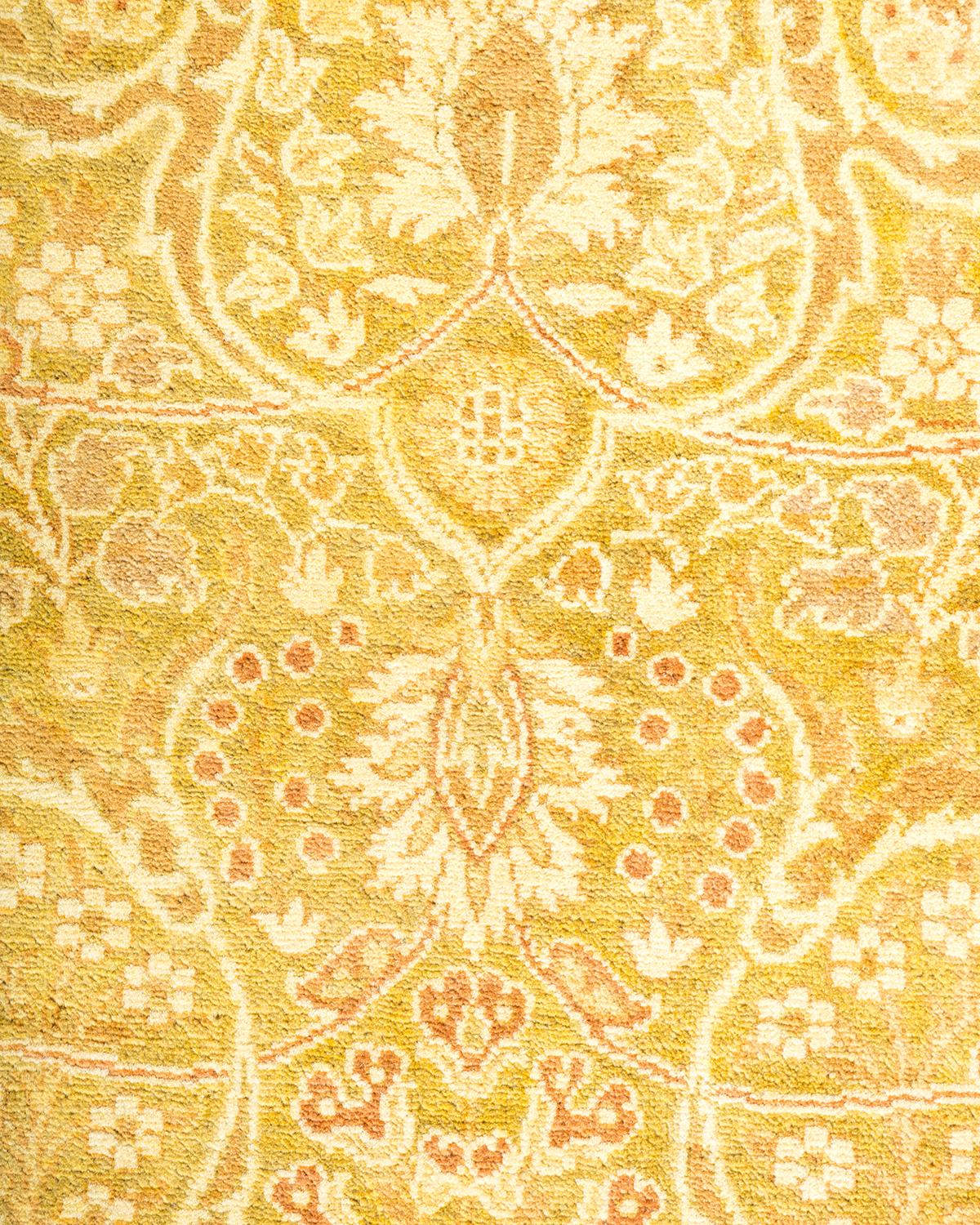 XXIe siècle et contemporain Tapis traditionnel vert moghol unique fait main, unique en son genre en vente