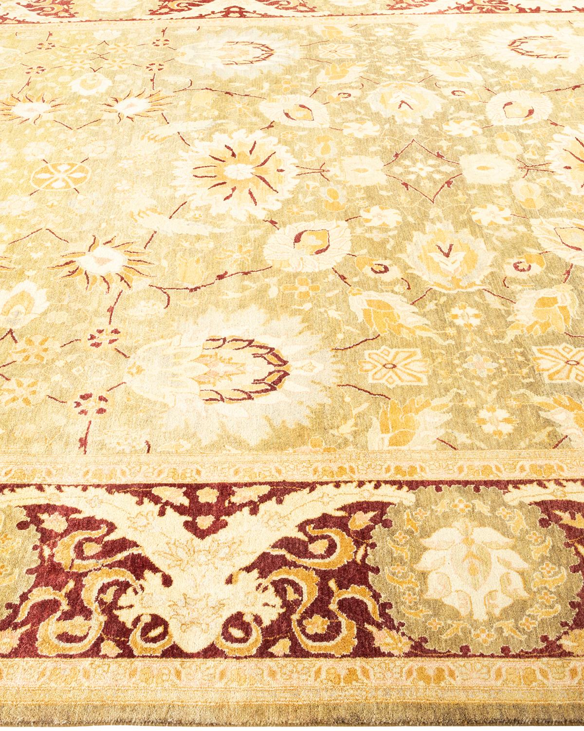 Alfombra tradicional única Hand Made Mogul Verde Siglo XXI y contemporáneo en venta