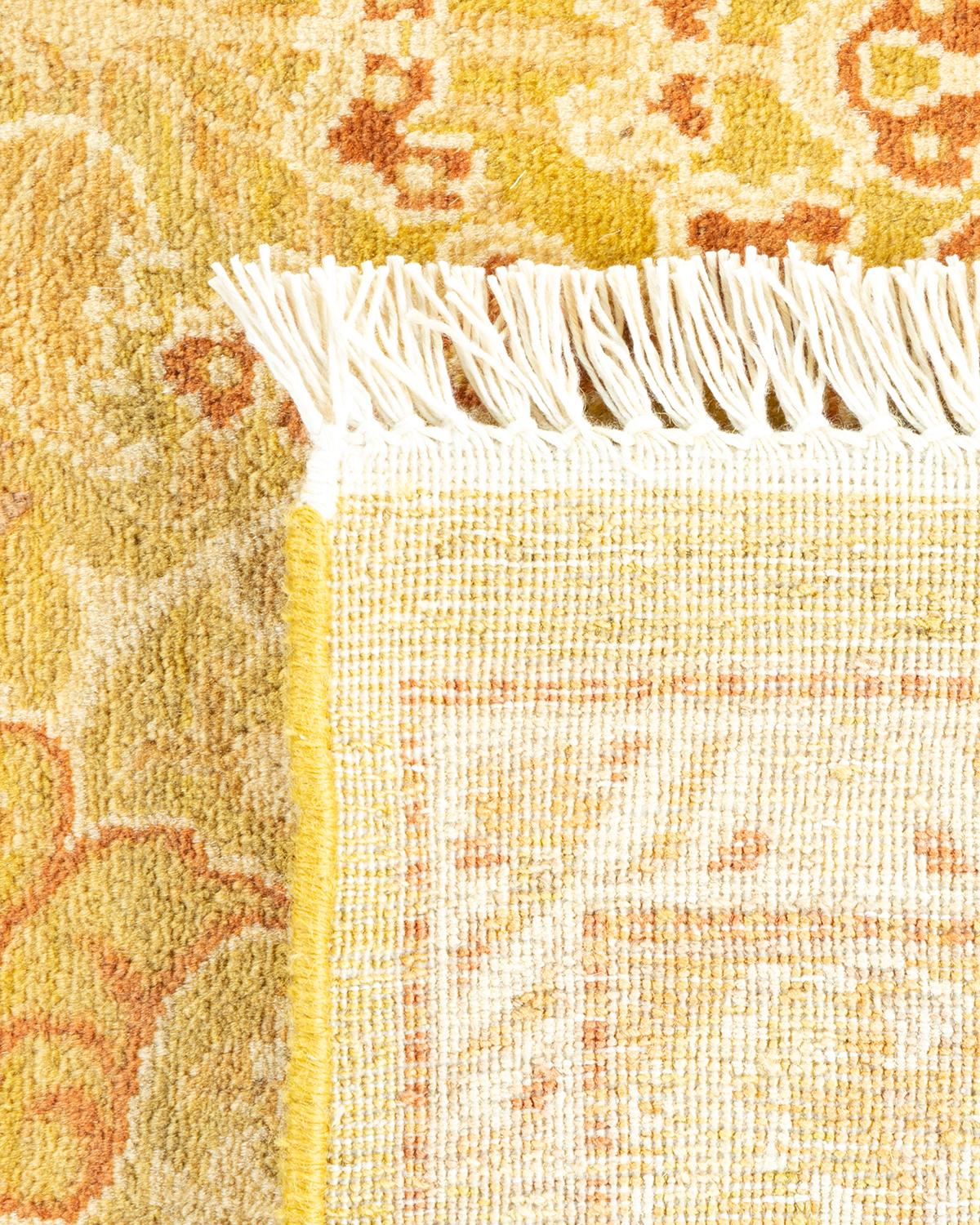 Noué à la main Tapis traditionnel vert moghol unique fait main, unique en son genre en vente