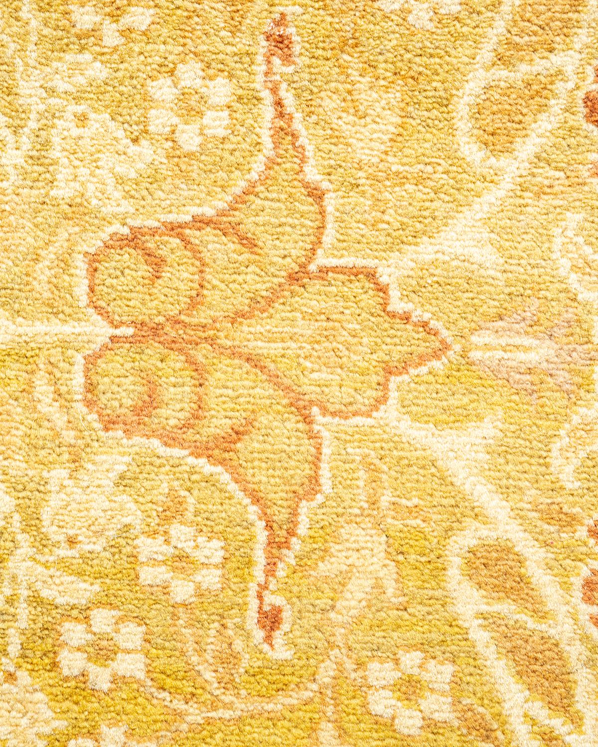 XXIe siècle et contemporain Tapis traditionnel vert moghol unique fait main, unique en son genre en vente