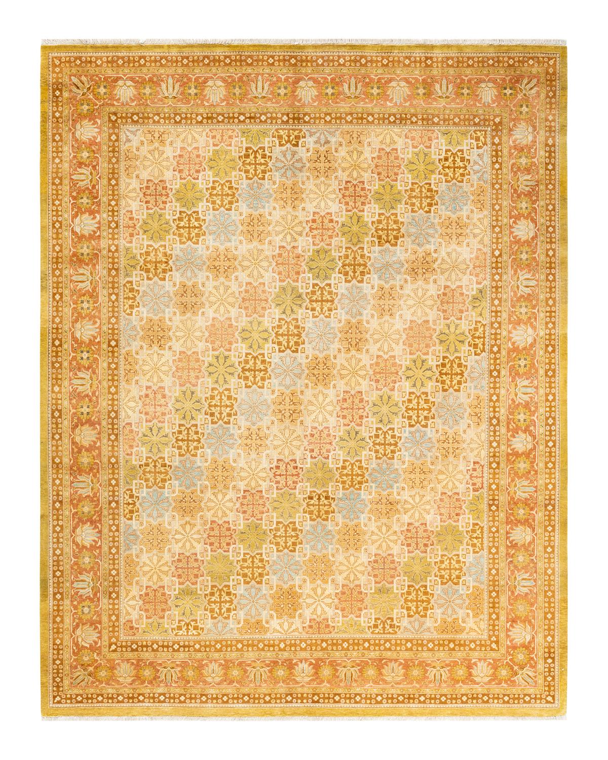 Other One-Of-A-Kind Hand Made Traditional Mogul Green Area Rug For Sale