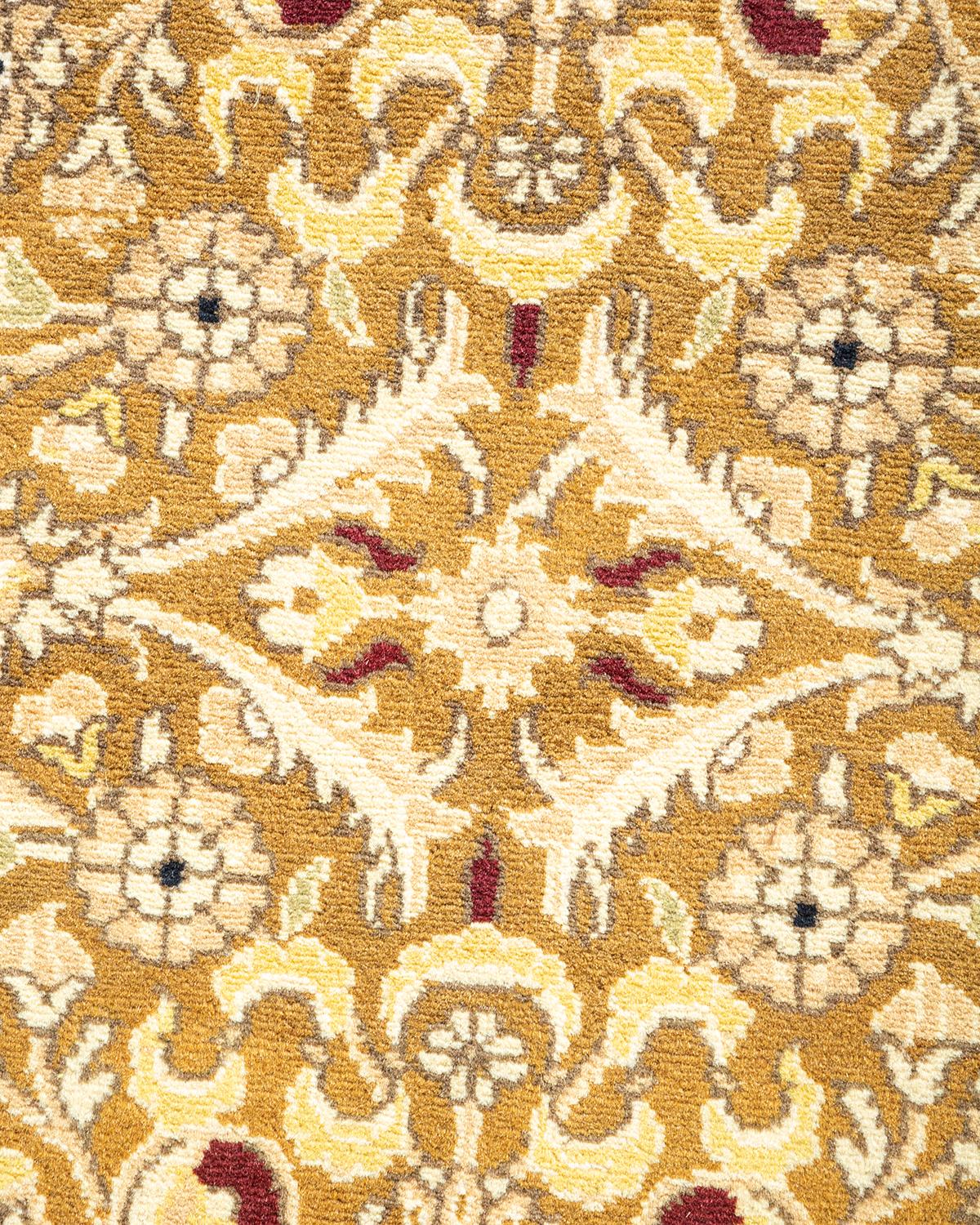XXIe siècle et contemporain Tapis traditionnel vert moghol unique fait main, unique en son genre en vente