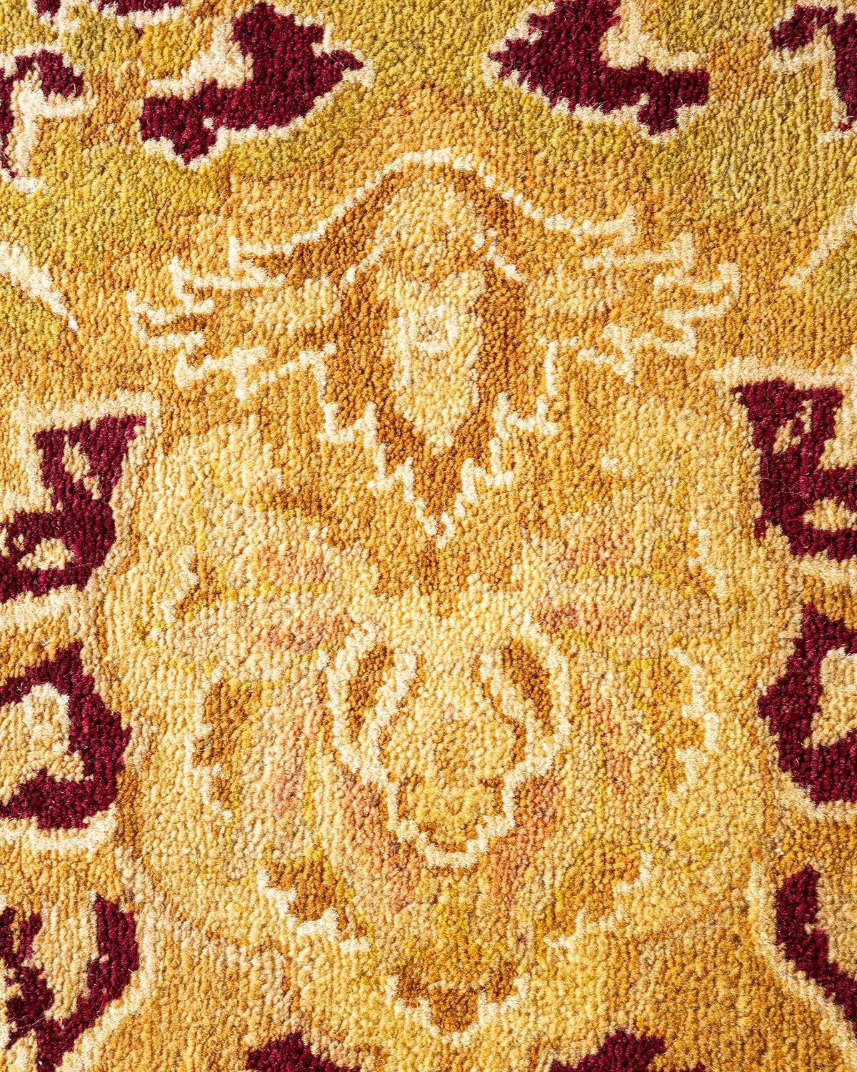 XXIe siècle et contemporain Tapis traditionnel vert moghol unique fait main, unique en son genre en vente