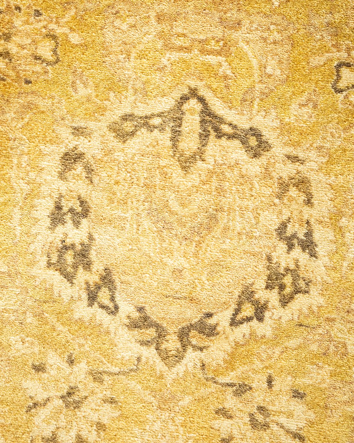 XXIe siècle et contemporain Tapis traditionnel vert moghol unique fait main, unique en son genre en vente