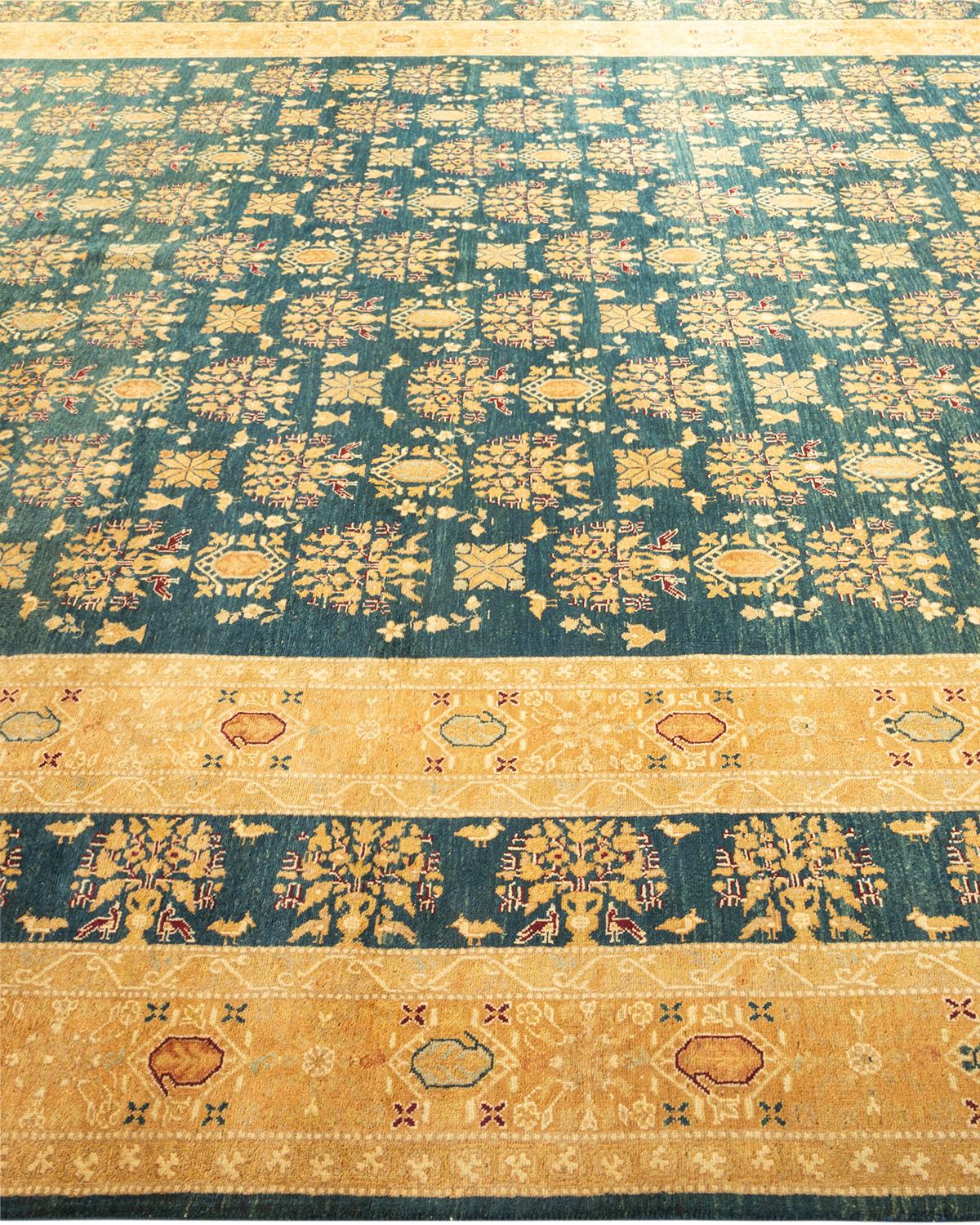 Tapis traditionnel vert moghol unique fait main, unique en son genre Neuf - En vente à Norwalk, CT