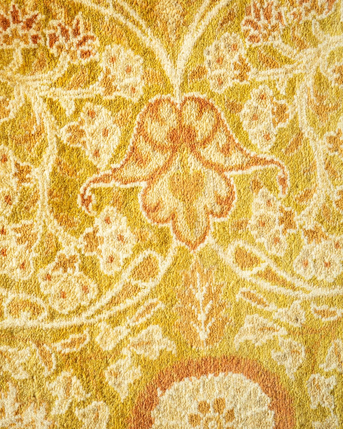 XXIe siècle et contemporain Tapis traditionnel vert moghol unique fait main, unique en son genre en vente