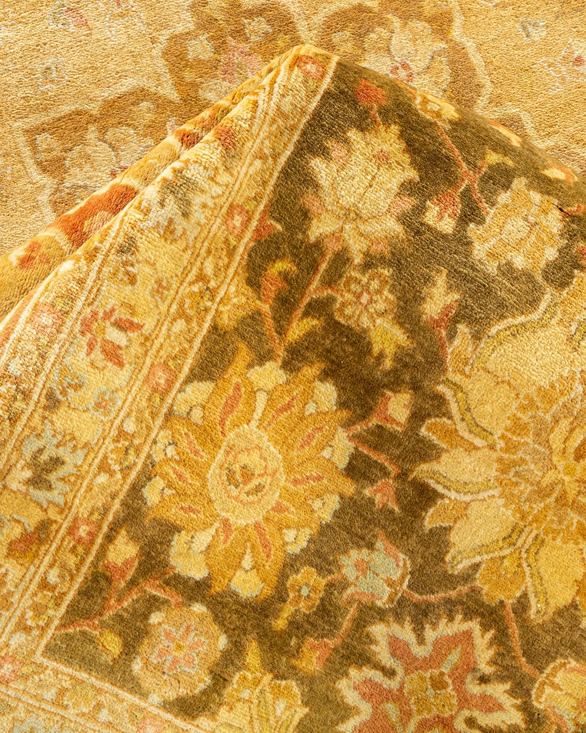 Other One-Of-A-Kind Hand Made Traditional Mogul Green Area Rug For Sale
