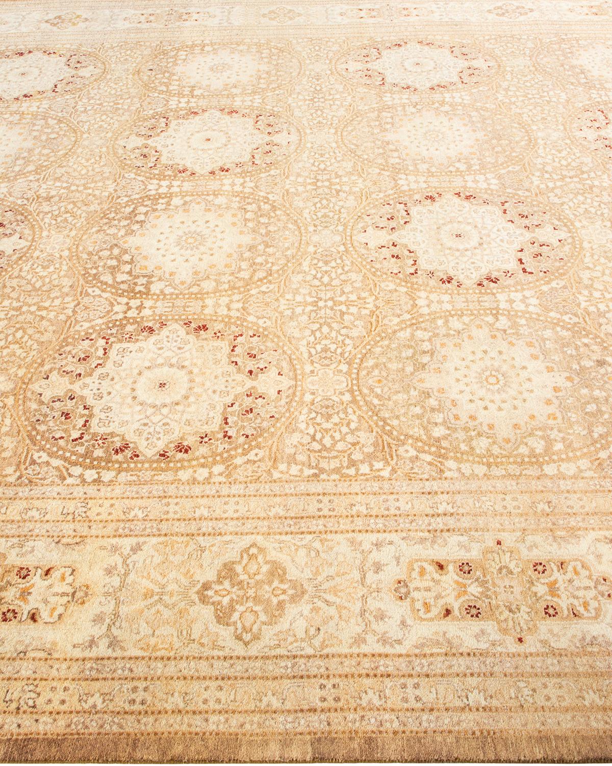 XXIe siècle et contemporain Tapis traditionnel Mogul vert unique fait à la main, unique en son genre en vente