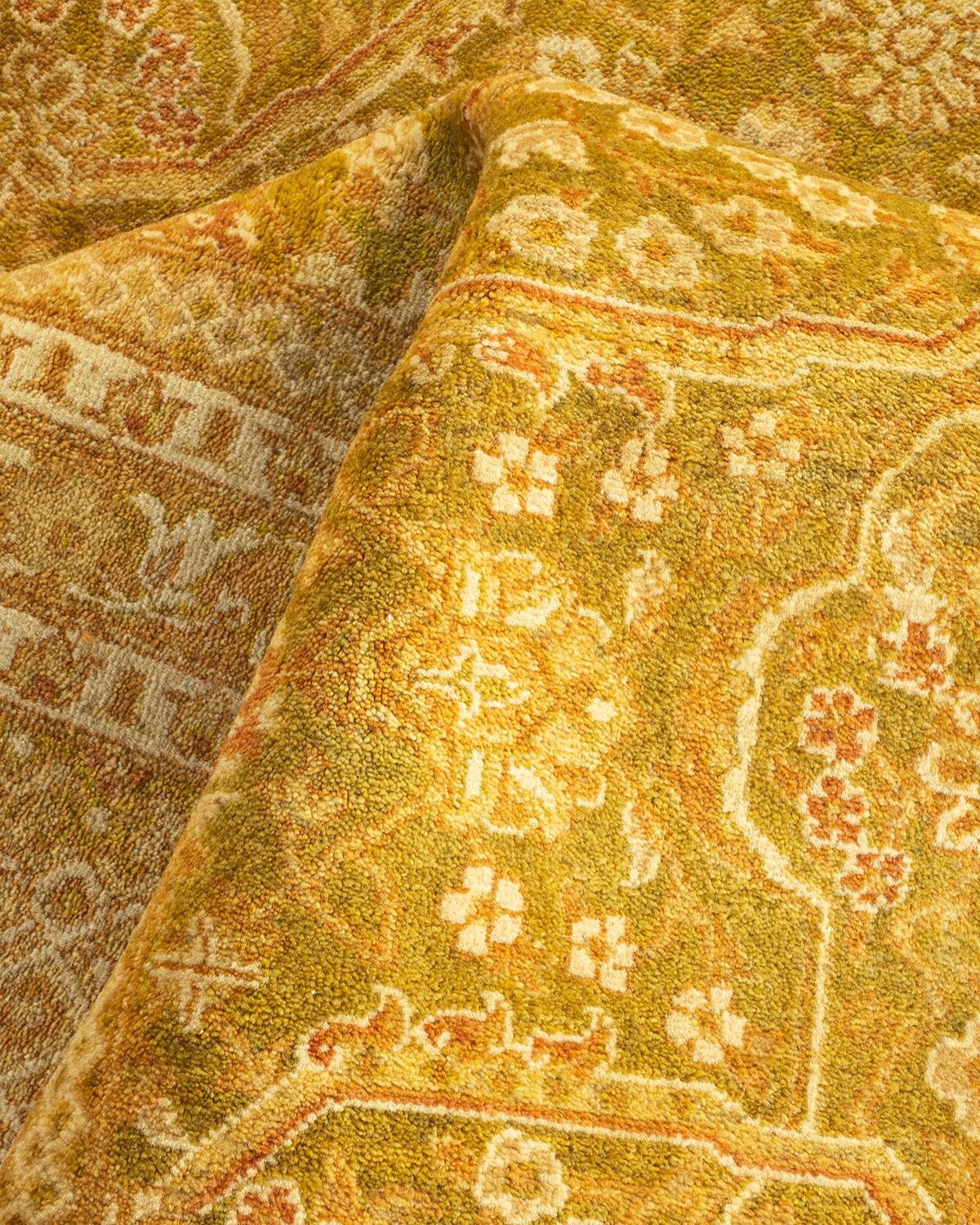 Other One-of-a-Kind Hand Made Traditional Mogul Green Area Rug For Sale
