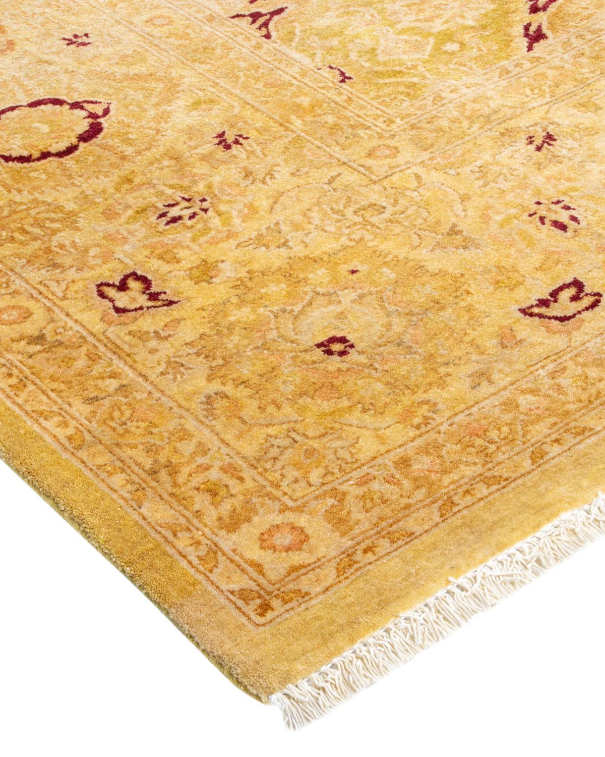 Tapis traditionnel Mogul vert, unique en son genre, fabriqué à la main en vente 1