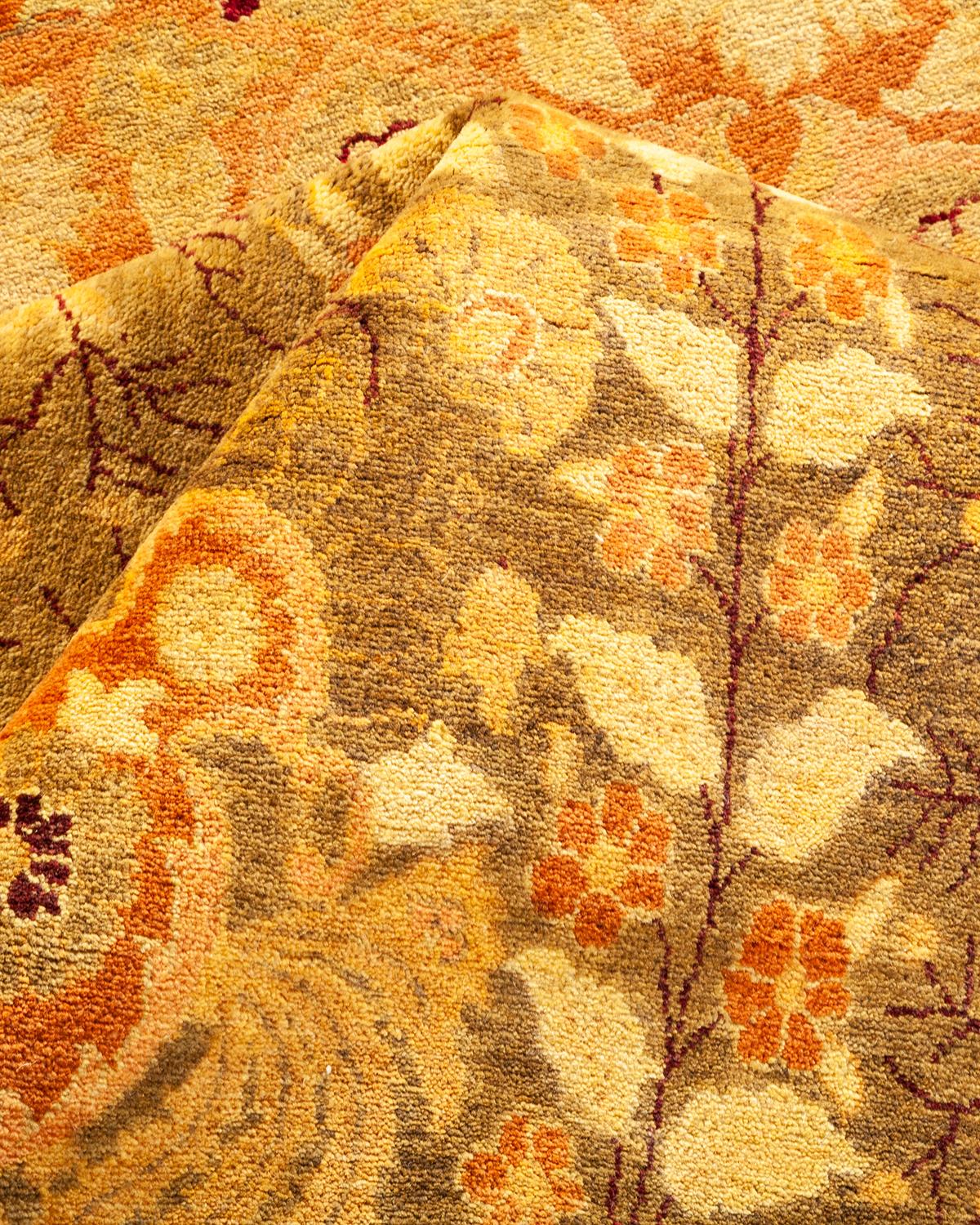 Autre Tapis traditionnel Mogul vert, unique en son genre, fabriqué à la main en vente