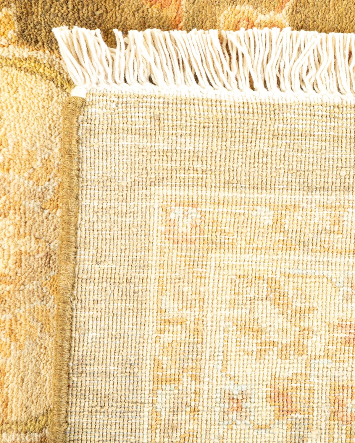 Hand-Knotted One-of-a-kind Hand Made Traditional Mogul Green Area Rug For Sale
