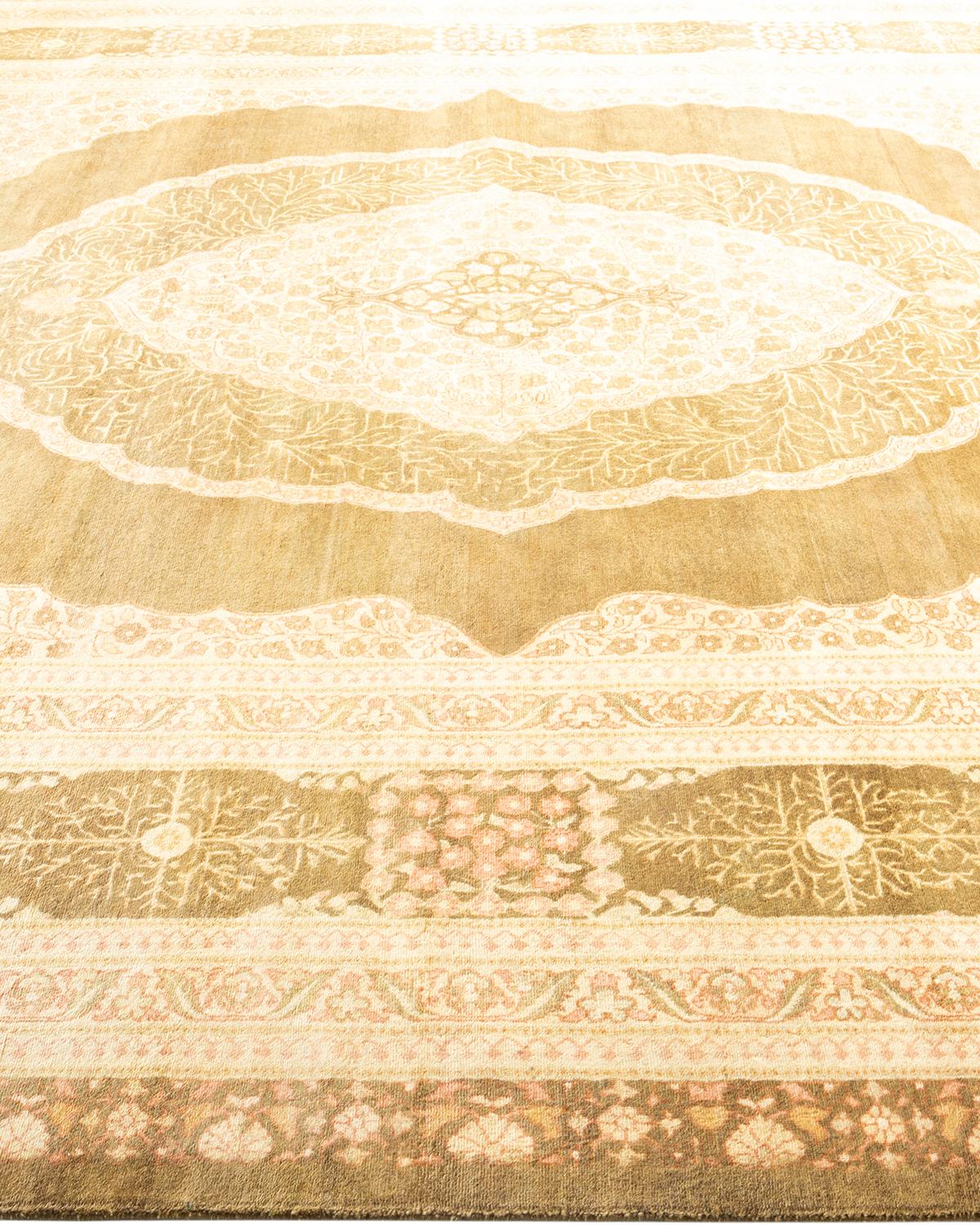 Tapis traditionnel vert moghol unique fait main, unique en son genre Neuf - En vente à Norwalk, CT