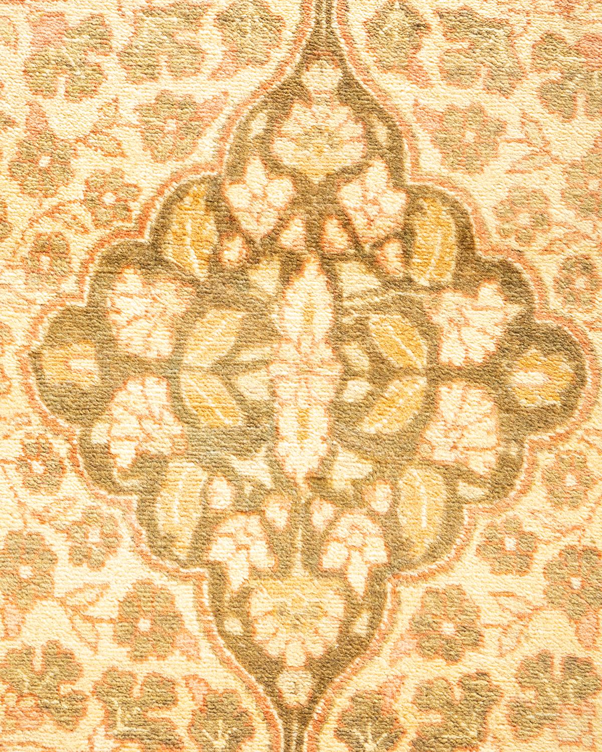XXIe siècle et contemporain Tapis traditionnel vert moghol unique fait main, unique en son genre en vente