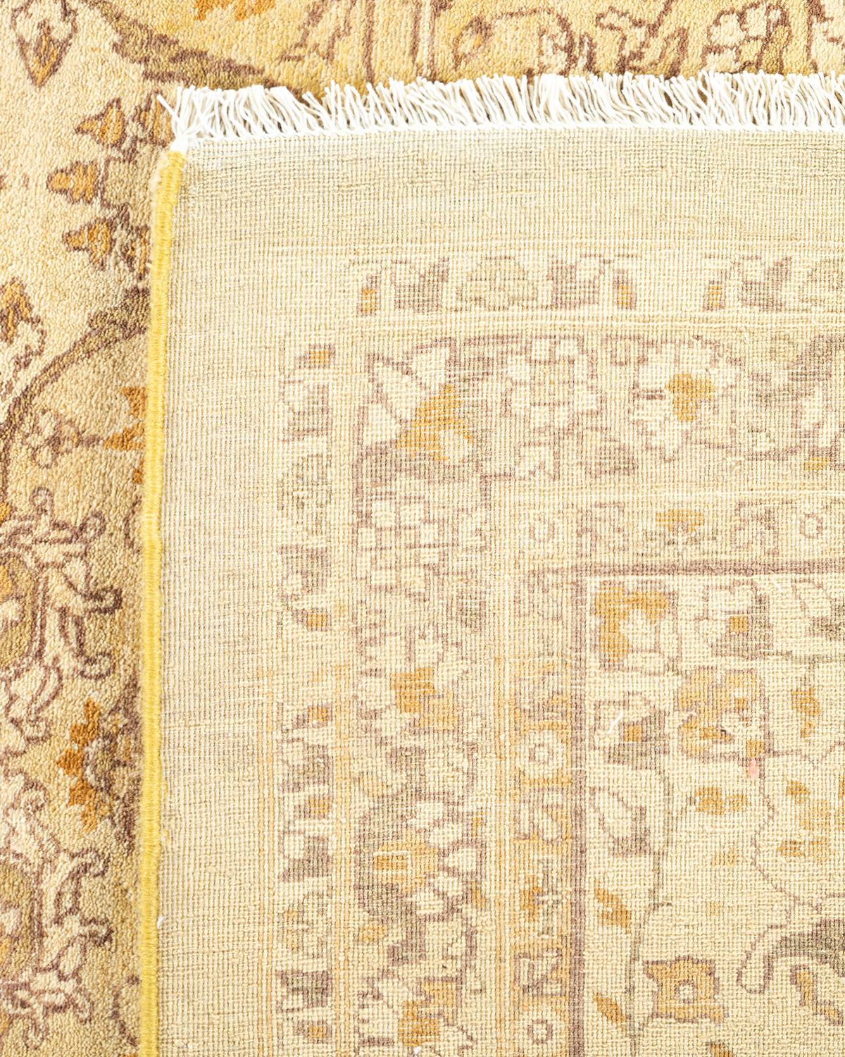 Noué à la main Tapis traditionnel vert moghol unique fait main, unique en son genre en vente